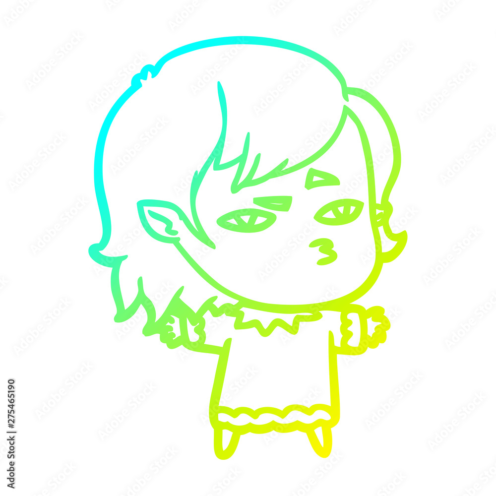 cold gradient line drawing cartoon vampire girl cold gradient line drawing cartoon vampire girl