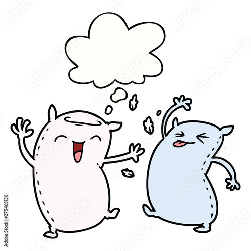 cartoon pillows and thought bubble