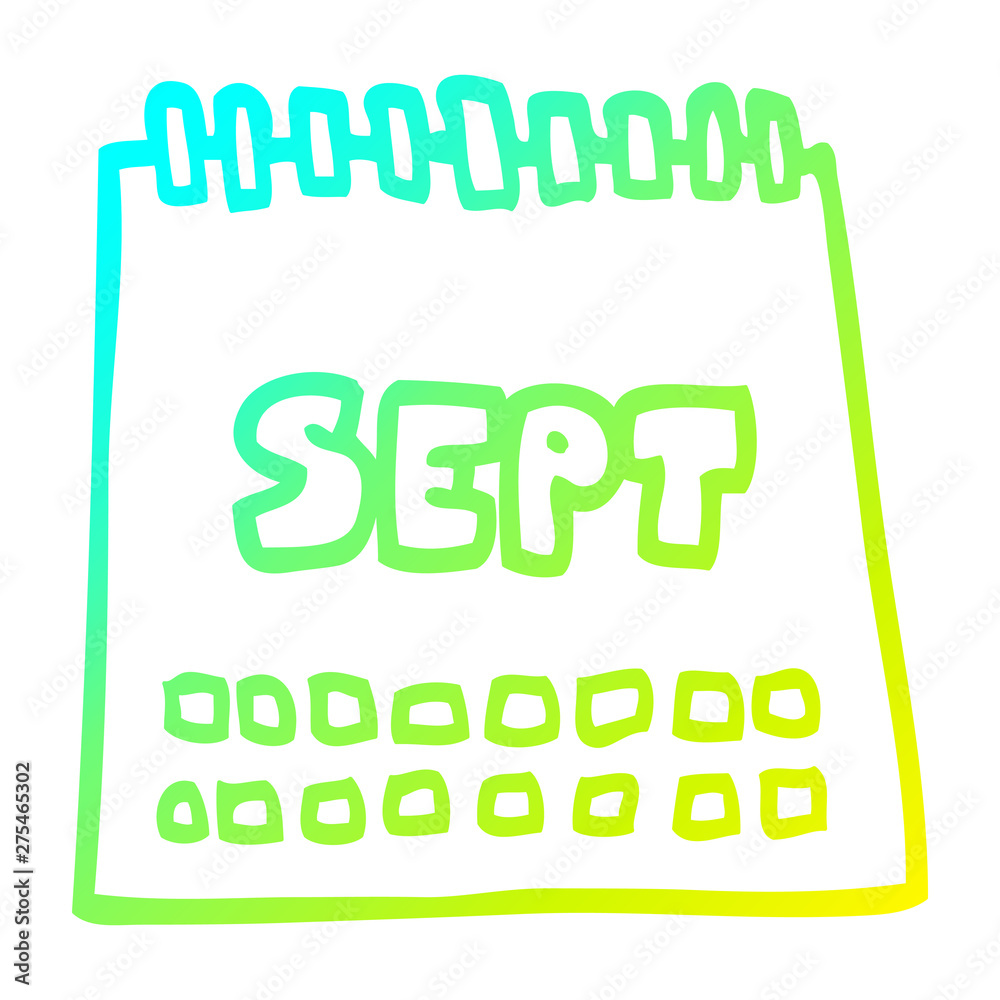 cold gradient line drawing cartoon calendar showing month of september cold gradient line drawing cartoon calendar showing month of september