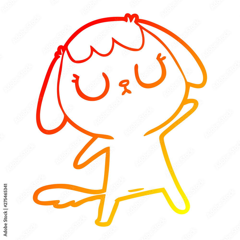 Obraz premium warm gradient line drawing cute cartoon dog