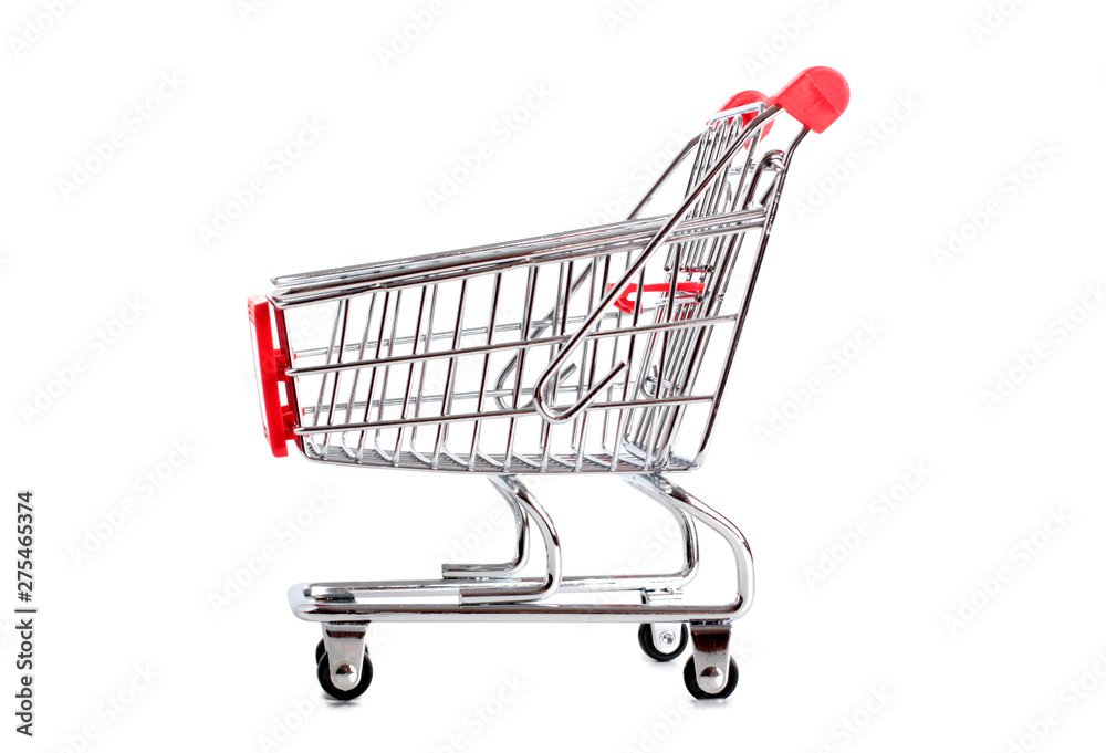 Metal cart from store on a white background