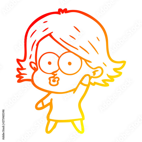 warm gradient line drawing cartoon girl pouting
