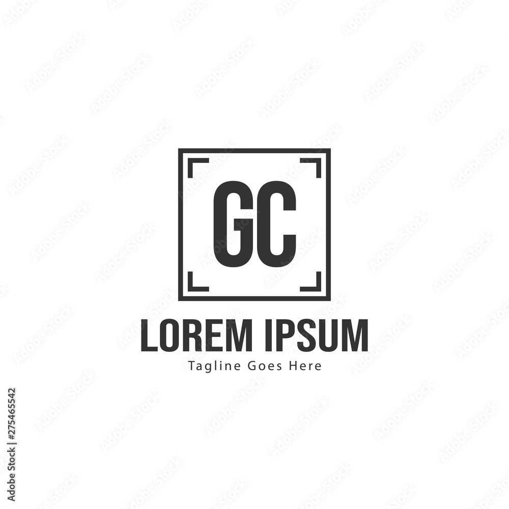 Initial GC logo template with modern frame. Minimalist GC letter logo vector illustration