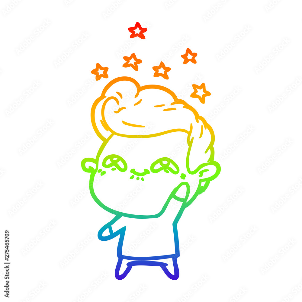 rainbow gradient line drawing cartoon excited man rainbow gradient line drawing cartoon excited man