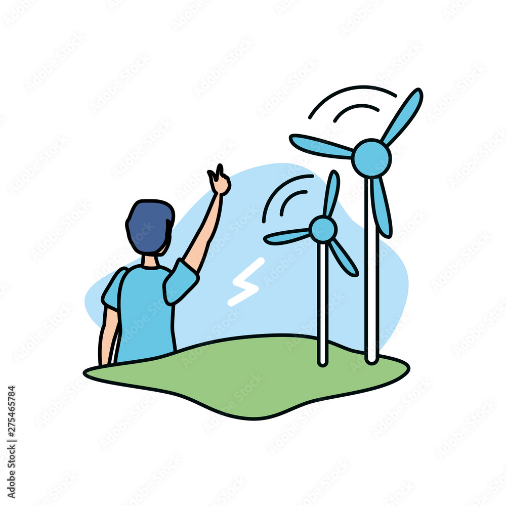 Fototapeta premium Avatar man and wind mill design