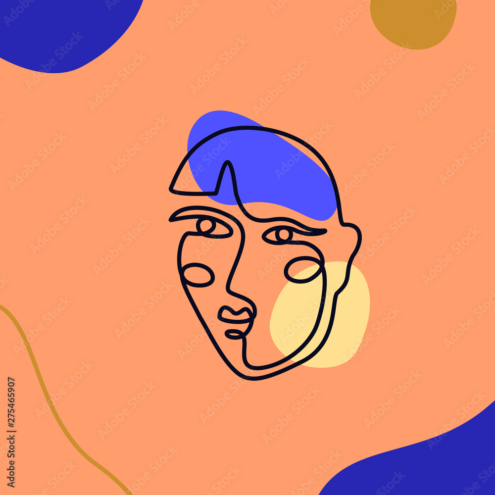 Woman's Face Minimal Line Style. Continuous One Line drawing Abstract Vector Portrait of a female Woman's Face Minimal Line Style. Continuous One Line drawing Abstract Vector Portrait of a female
