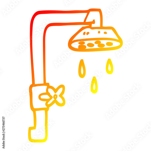 warm gradient line drawing cartoon shower head