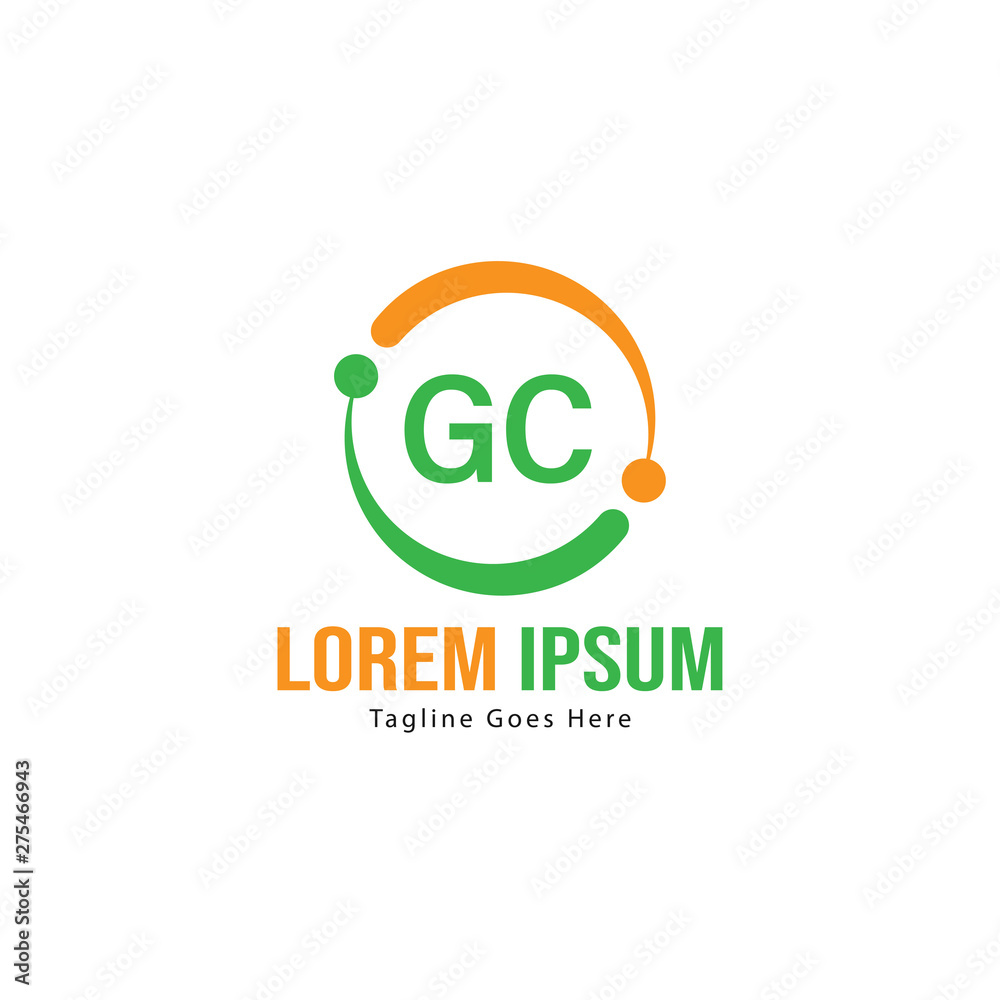 Initial GC logo template with modern frame. Minimalist GC letter logo vector illustration