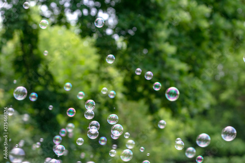 Very large soap bubbles in the open air. Festivities for children.