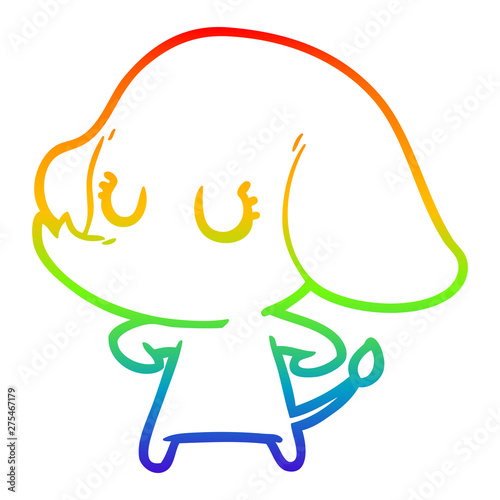 rainbow gradient line drawing cute cartoon elephant