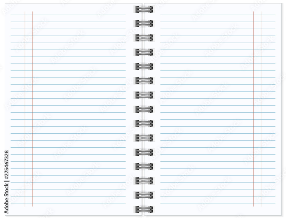 Open notebook with white page Open notebook with white page