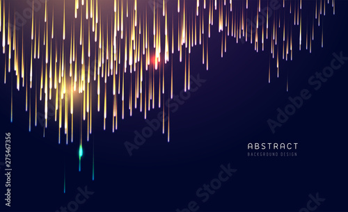 Abstract shiny colorful light falling on dark blue black background. Graphic wave banner design for big data  technology concept. Vector illustration