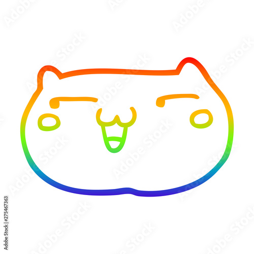 rainbow gradient line drawing cartoon cat face