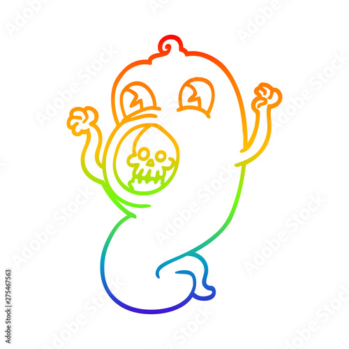rainbow gradient line drawing spooky cartoon ghost