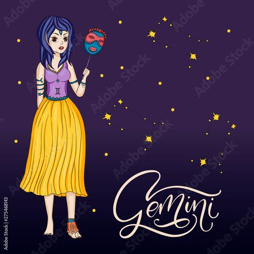 Zodiac Girl Vector Sign.