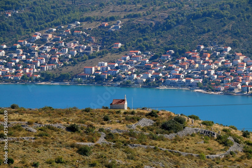 Small historic chapel on a hill above Ciovo island near Split, Croatia. 
