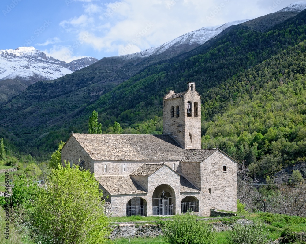 Chapel in a valley in the spanish pyrenees