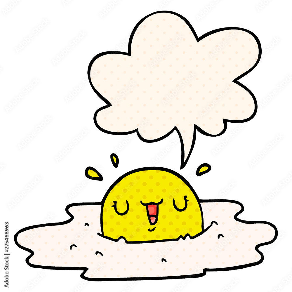 cartoon fried egg and speech bubble in comic book style cartoon fried egg and speech bubble in comic book style
