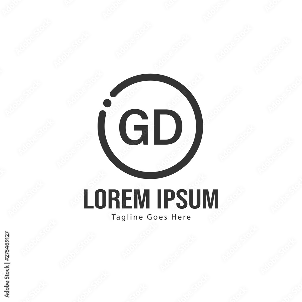 Initial GD logo template with modern frame. Minimalist GD letter logo vector illustration