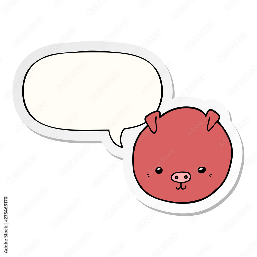 cartoon pig and speech bubble sticker cartoon pig and speech bubble sticker