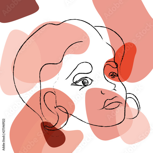 abstract face line drawing. Portrait minimalistic style. drawing of set faces and hairstyle  fashion concept  woman beauty minimalist