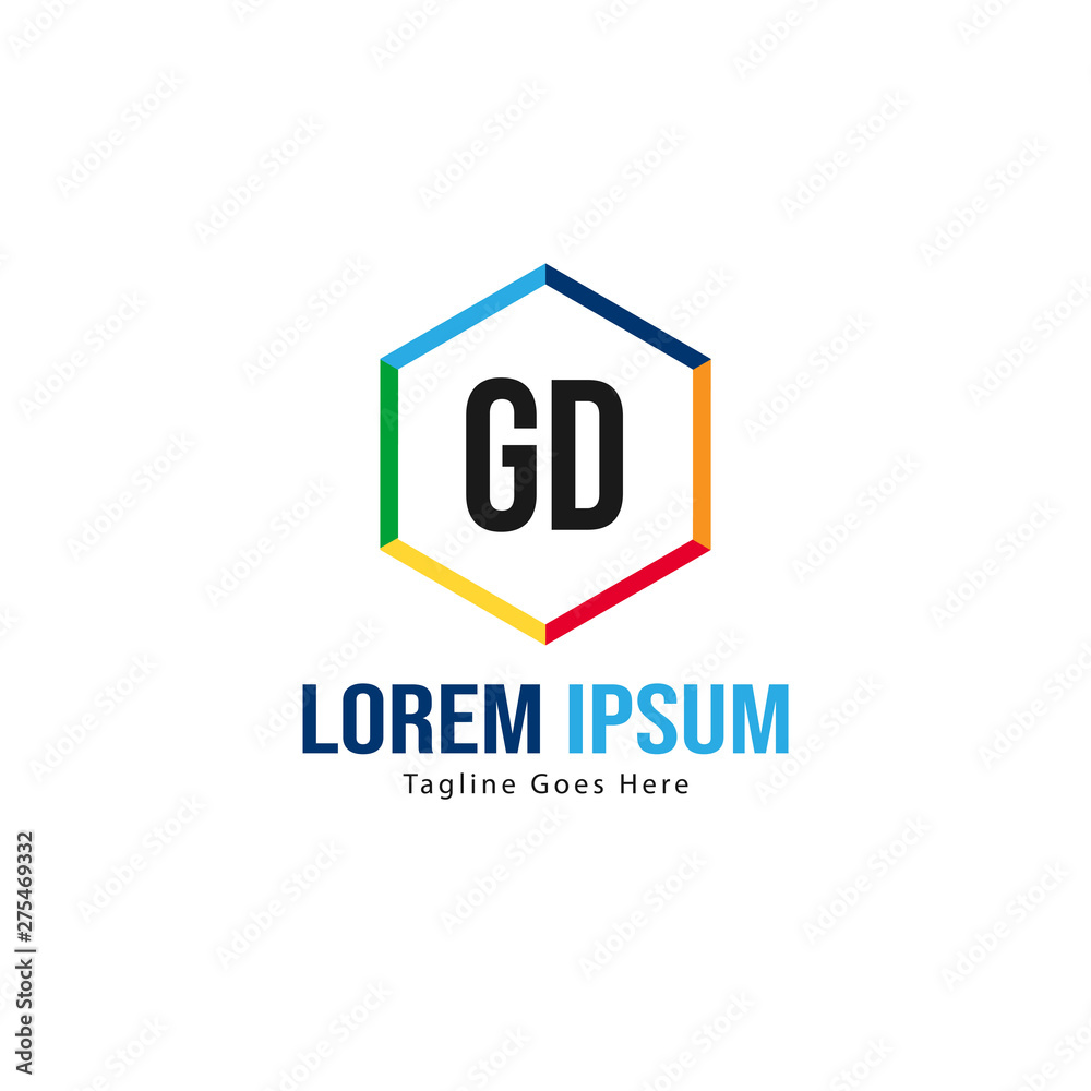 Initial GD logo template with modern frame. Minimalist GD letter logo vector illustration