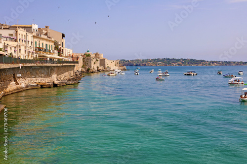 Coast of Ortigia Island on Syracuse city, Sicily, Italy