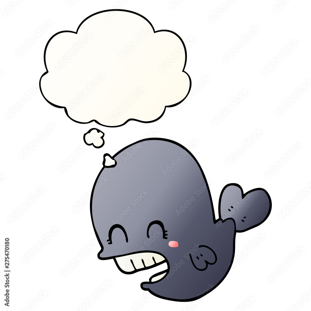 cartoon whale and thought bubble in smooth gradient style cartoon whale and thought bubble in smooth gradient style