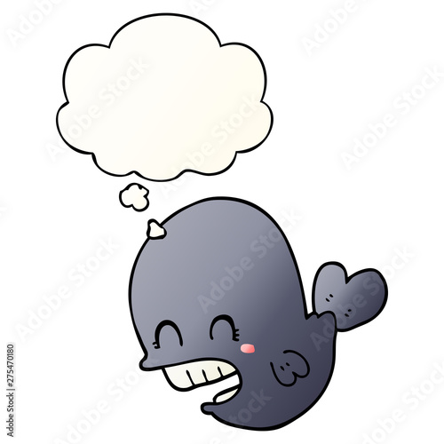 cartoon whale and thought bubble in smooth gradient style © lineartestpilot