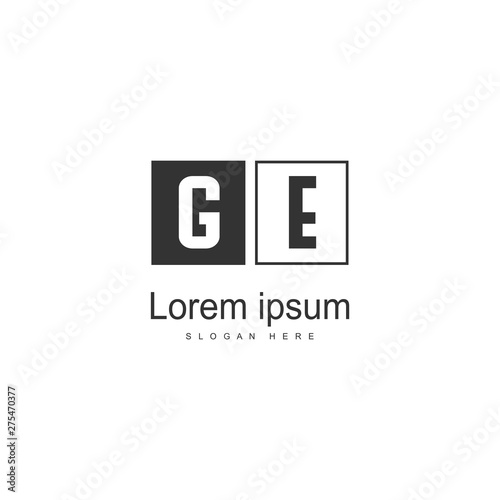 Initial GE logo template with modern frame. Minimalist GE letter logo vector illustration