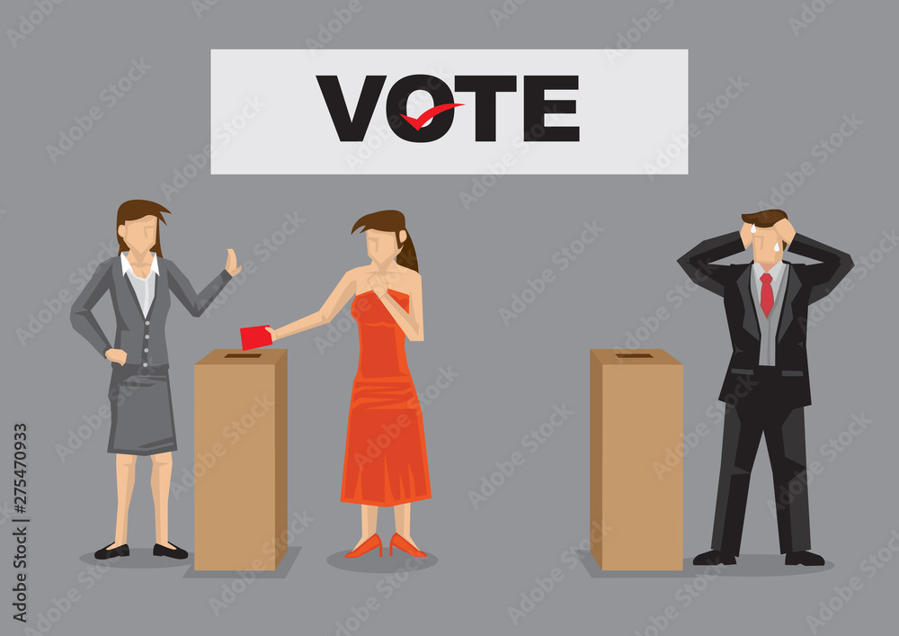 Woman Voter Voting for Woman Candidate Vector Illustration Woman Voter Voting for Woman Candidate Vector Illustration