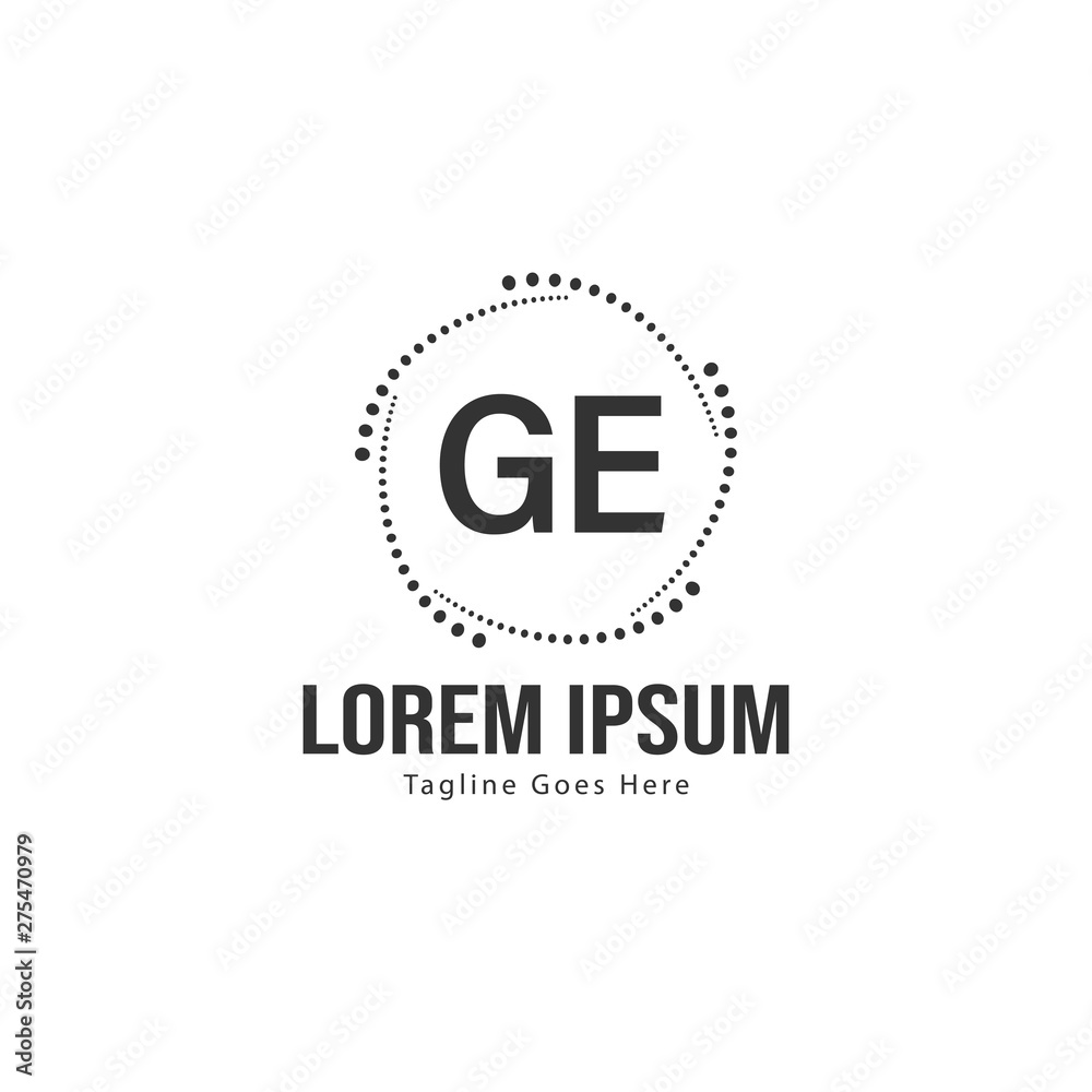 Initial GE logo template with modern frame. Minimalist GE letter logo vector illustration