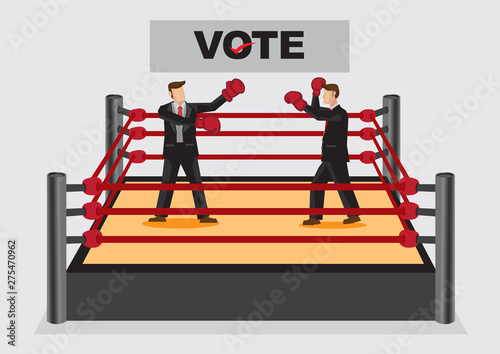 Fighting it Out for Voting Candidates Cartoon Vector Illustration