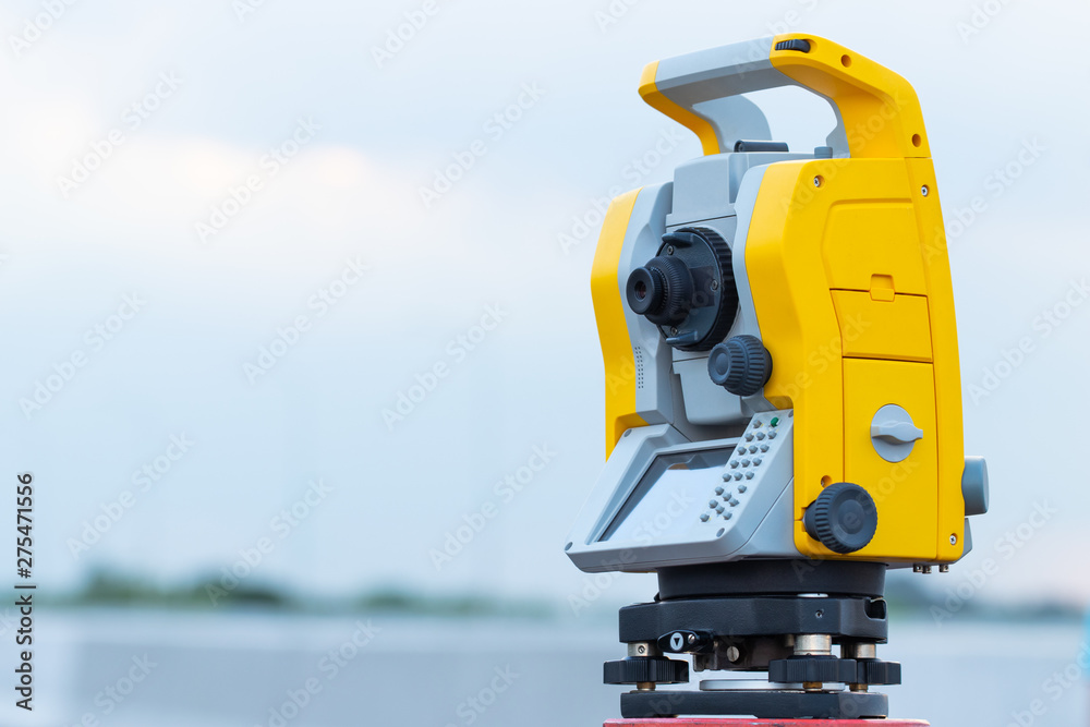 Theodolite in construction,Land surveying and construction equipment, Survey equipment in construction Theodolite in construction,Land surveying and construction equipment, Survey equipment in construction
