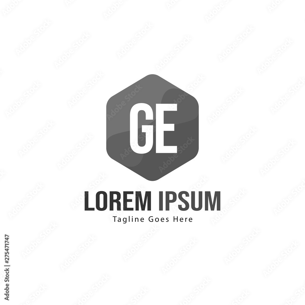 Initial GE logo template with modern frame. Minimalist GE letter logo vector illustration