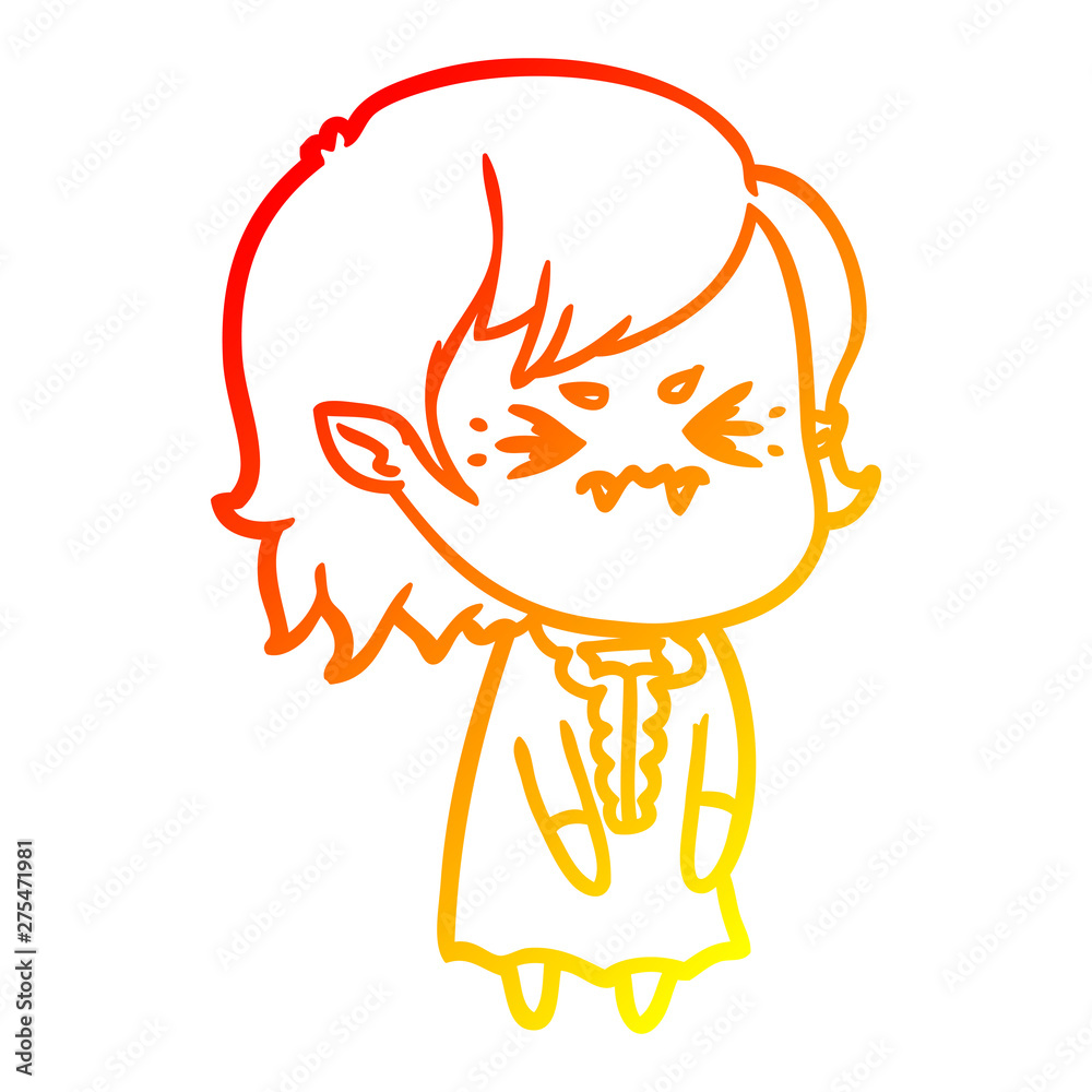 warm gradient line drawing annoyed cartoon vampire girl warm gradient line drawing annoyed cartoon vampire girl