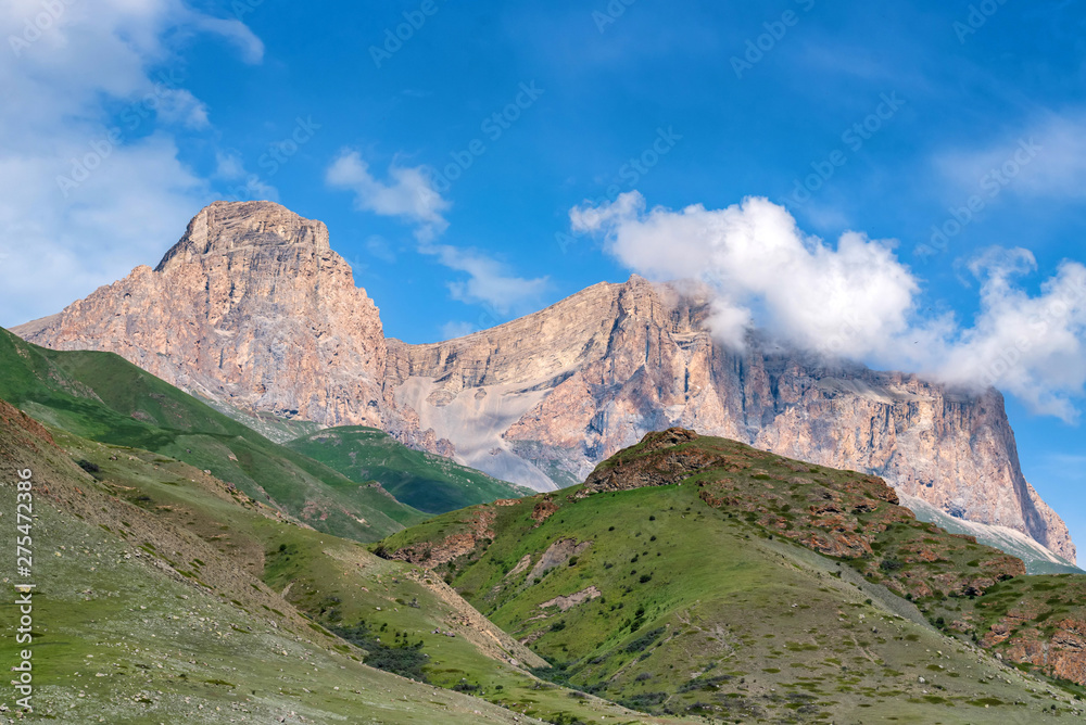 View of beautiful mountains in northern caucasus on sunny day