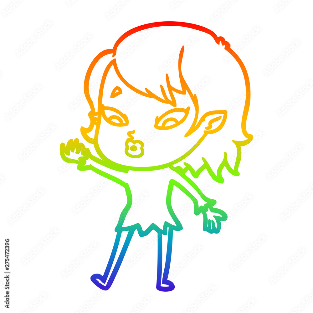rainbow gradient line drawing cute cartoon vampire girl rainbow gradient line drawing cute cartoon vampire girl
