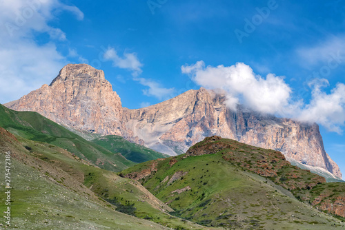 View of beautiful mountains in northern caucasus on sunny day