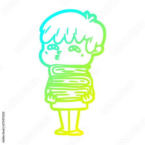 cold gradient line drawing cartoon curious man