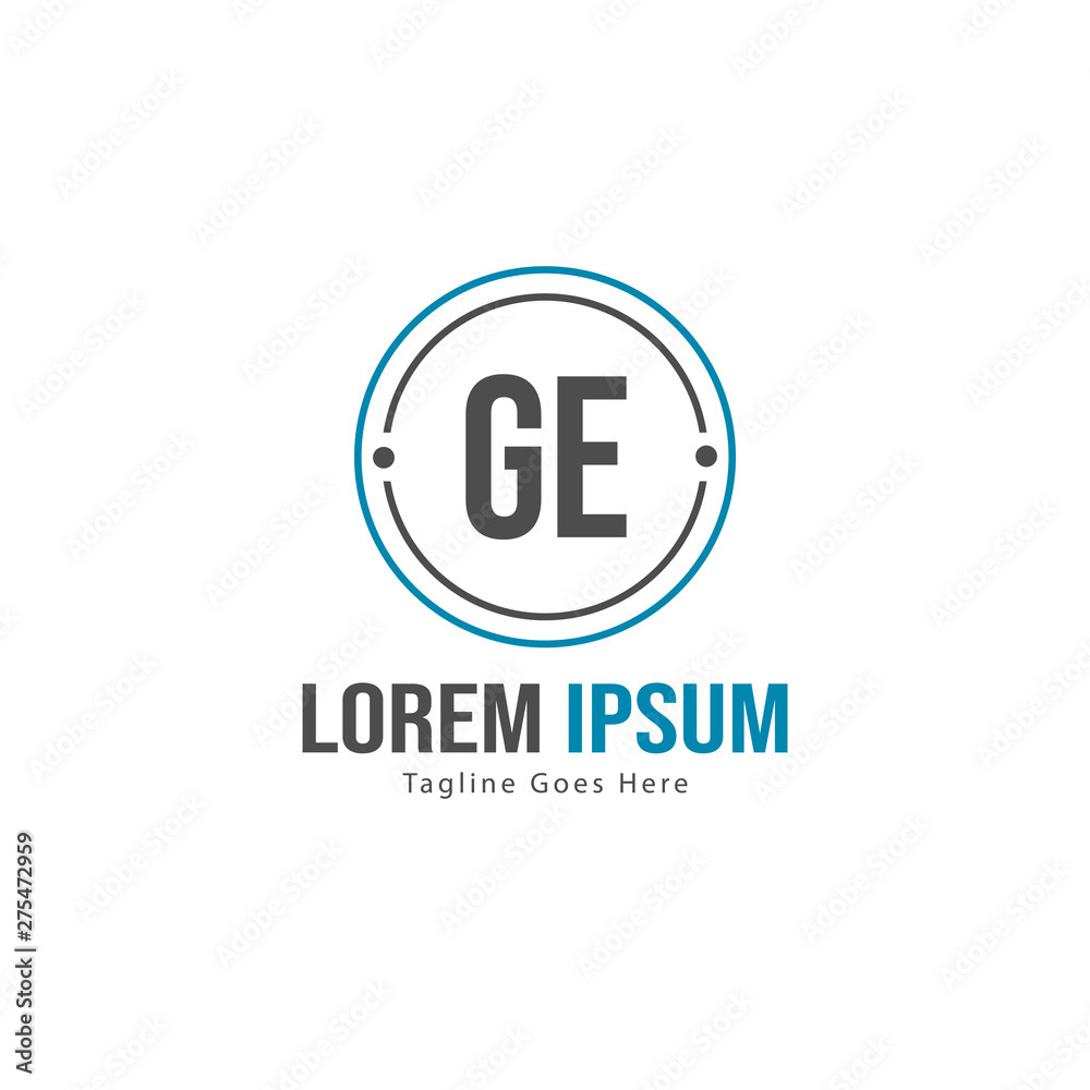 Initial GE logo template with modern frame. Minimalist GE letter logo vector illustration