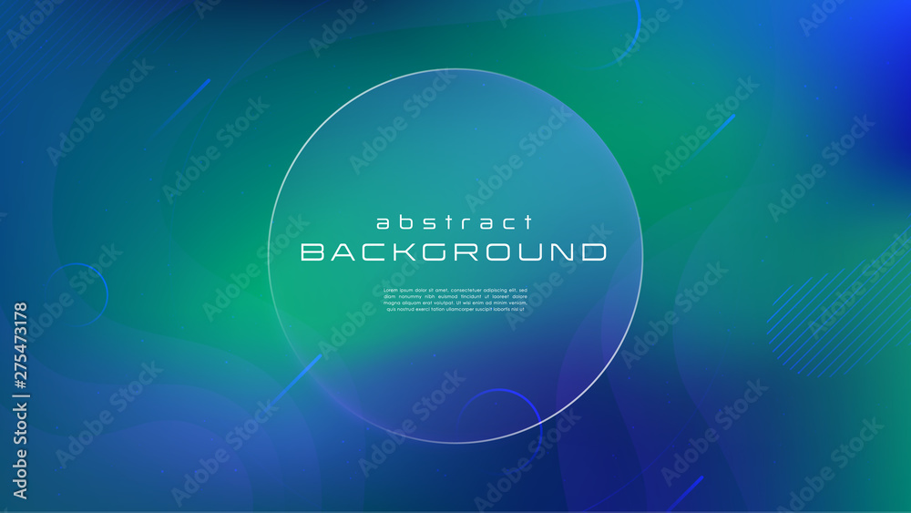Gradient fluid blue green color abstract background. Liquid shapes futuristic concept. Creative motion geometric wallpaper. Design for Banners, Placards, Posters, Flyers, Cover. Eps 10 vector