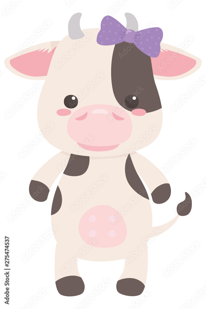 Fototapeta premium Cow cartoon with bowtie design