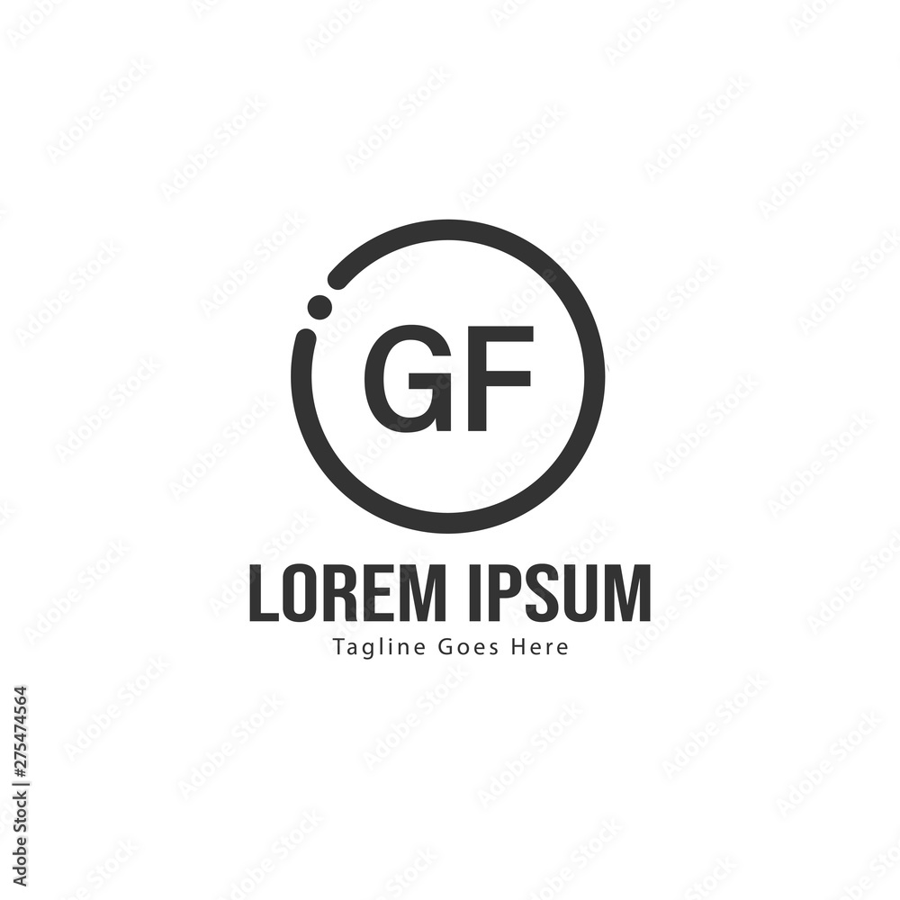 Initial GF logo template with modern frame. Minimalist GF letter logo vector illustration