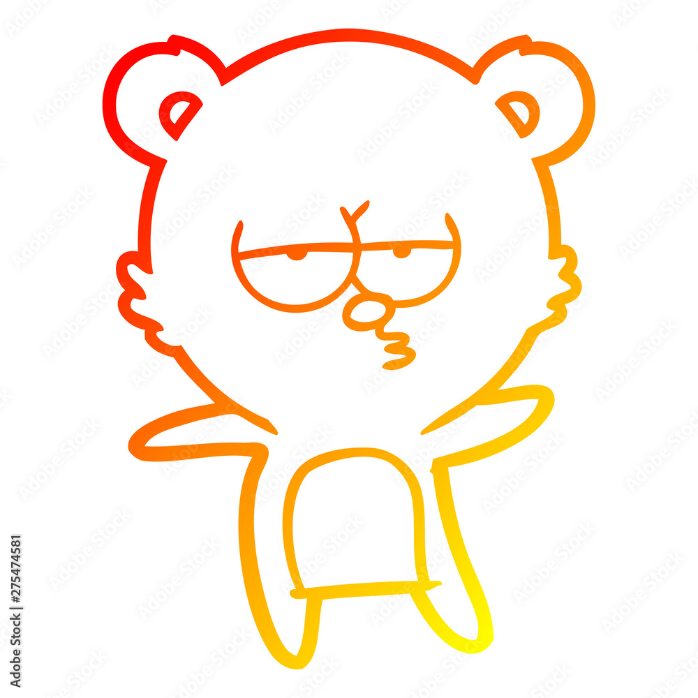 warm gradient line drawing bored bear cartoon warm gradient line drawing bored bear cartoon