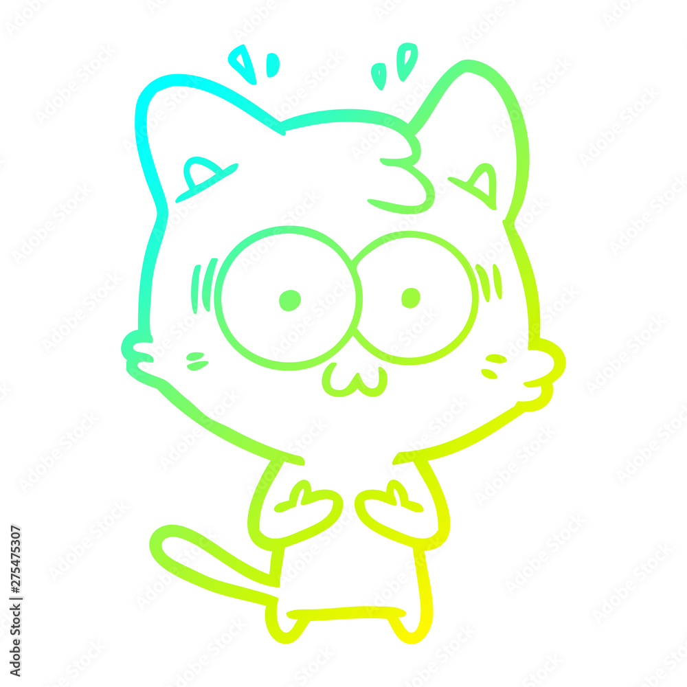 cold gradient line drawing cartoon surprised cat cold gradient line drawing cartoon surprised cat