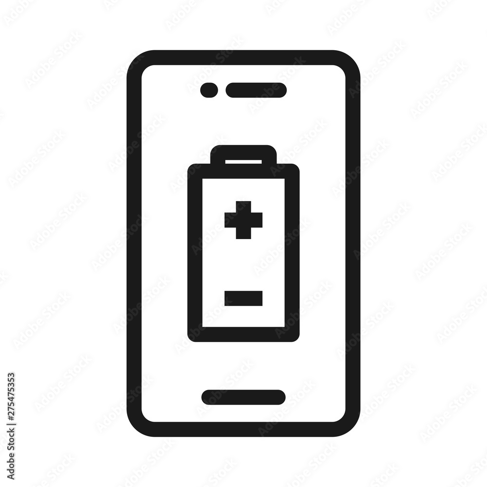 battery smartphone device - minimal line web icon. simple vector illustration. concept for infographic, website or app. battery smartphone device - minimal line web icon. simple vector illustration. concept for infographic, website or app.