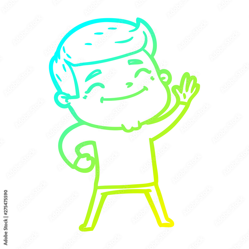 cold gradient line drawing happy cartoon man cold gradient line drawing happy cartoon man