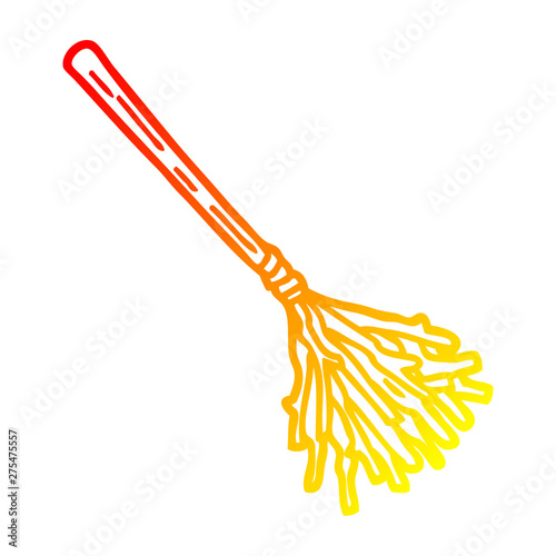 warm gradient line drawing cartoon witches broomstick