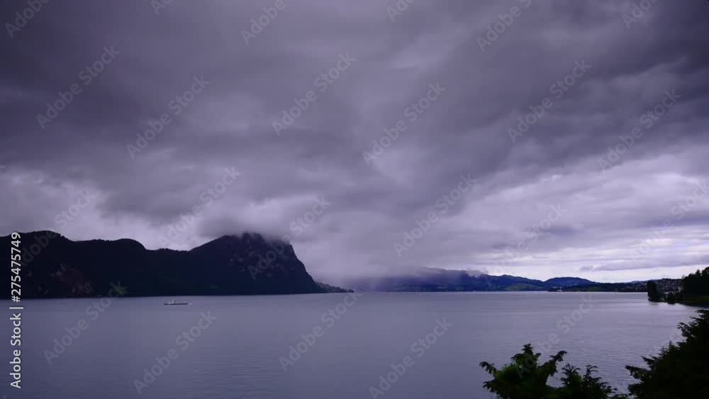 Storm and thunderstorm over the Alps mountains. Lake Lucerne. Switzerland. Time lapse. Storm and thunderstorm over the Alps mountains. Lake Lucerne. Switzerland. Time lapse.